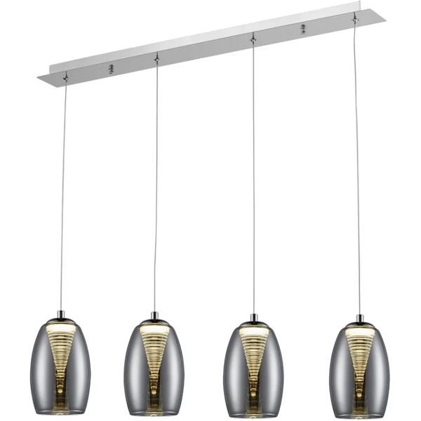 brilliant lampadario moderno metropolis led cromo/fumè, in cristallo, d. 72 cm, 4 luci, 2000 lm,