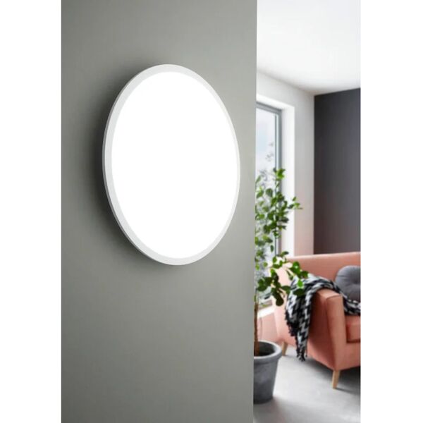 eglo plafoniera design sarsina led dimmerabile , in policarbonato, bianco d. 60 cm  4250 lm