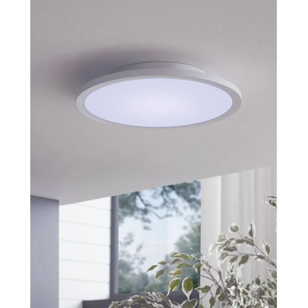 eglo plafoniera design sarsina led dimmerabile , in policarbonato, bianco d. 30 cm  2100 lm