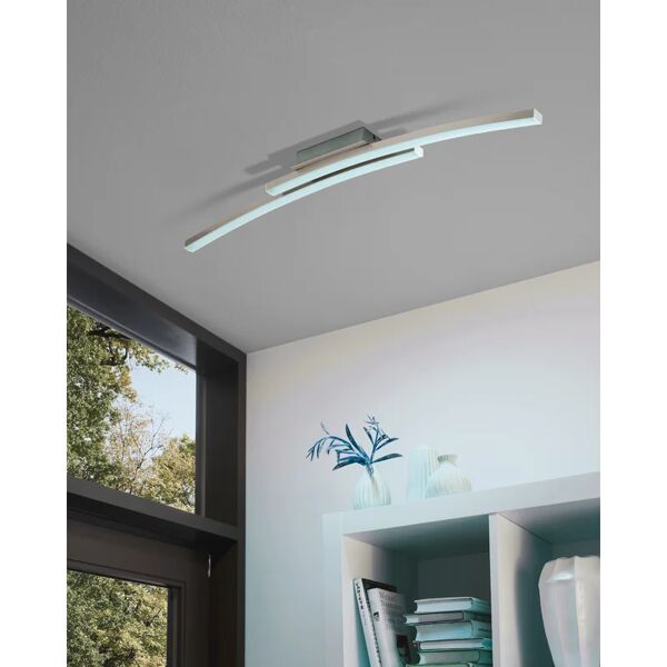 eglo plafoniera design fraioli led dimmerabile , in alluminio, bianco105x30 cm, 2 luci  4600 lm
