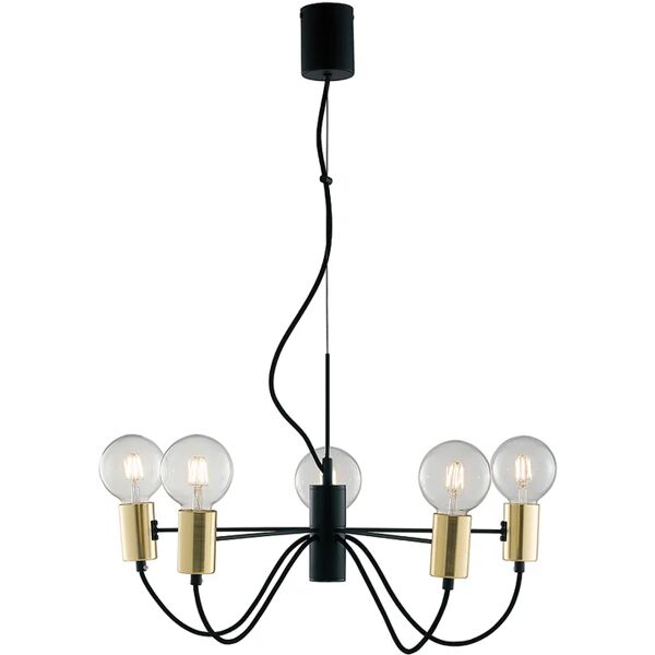 luce ambiente design lampadario glamour axon nero in ferro, d. 60 cm, 5 luci,