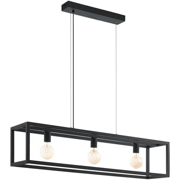 eglo lampadario industriale elswick nero , l. 110.0 cm, 3 luci,