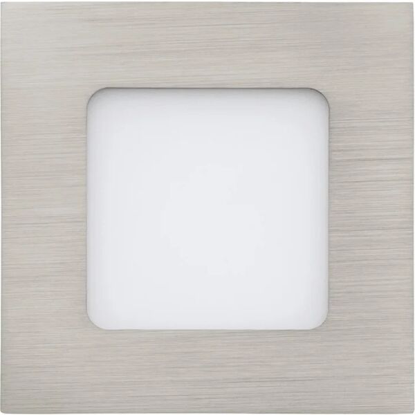 eglo faretto da incasso led fueva quadrato nichel, foro incasso 7,5x7,5 cm luce bianco naturale