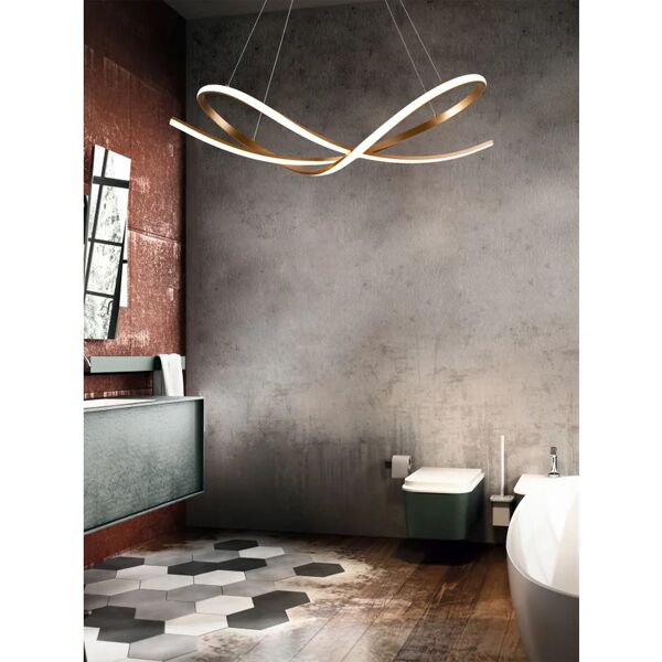 novecento lampadario glamour asia led oro, in alluminio, l. 72.5 cm, 2100 lm,