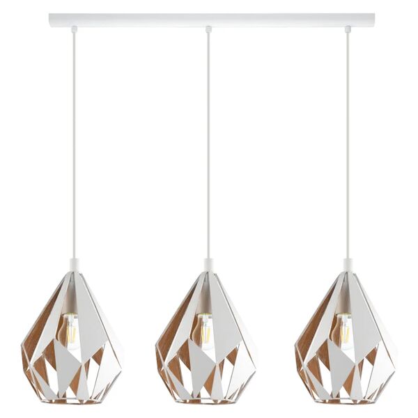 eglo lampadario design carltonmet bianco / oro in acciaio, d. 80.5 cm, 3 luci,