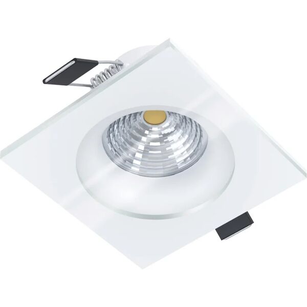 eglo faretto da incasso led salabate quadrato bianco, foro incasso 0 cm luce bianco naturale