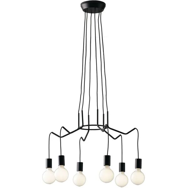 luce ambiente design lampadario moderno habitat nera in ferro, 6 luci,