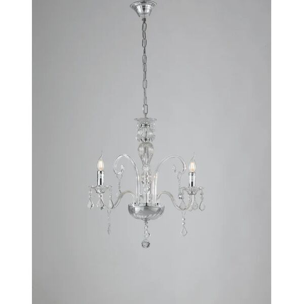 luce ambiente design lampadario neoclassico cristal cromo in cristallo, 3 luci,