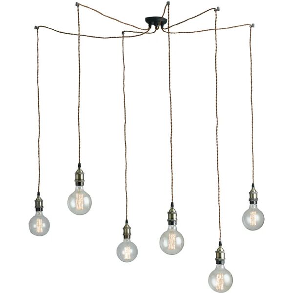 luce ambiente design lampadario industriale groove marrone bronzo in ferro, 6 luci,