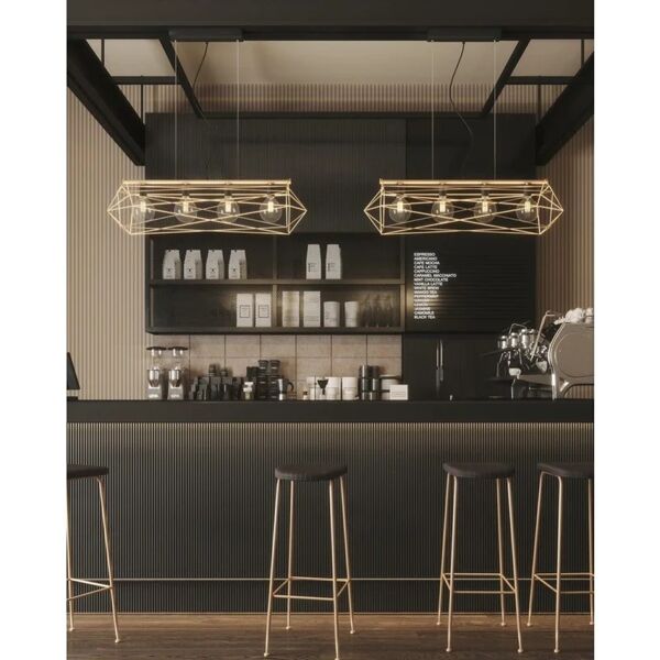 luce ambiente design lampadario glamour abraxas nero e oro in ferro, l. 120 cm, 4 luci,