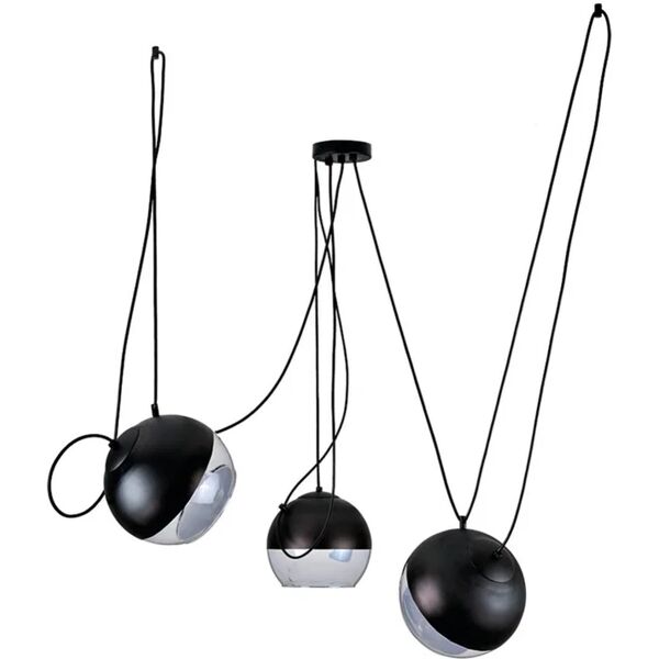 novecento lampadario moderno orion nero in ferro, d. 180 cm, l. 180 cm, 3 luci,