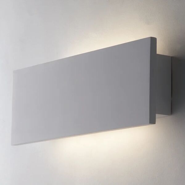 intec applique design ortisei led bianco, in gesso, 60x8 cm, 2 luci