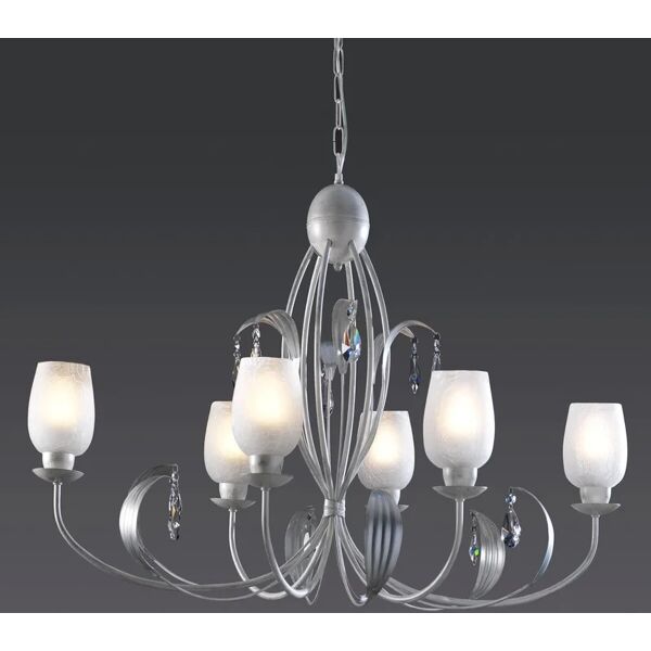 leroy merlin lampadario neoclassico olga bianco in ferro, l. 97 cm, 6 luci