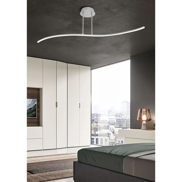 novecento plafoniera moderno led eracle, argento 100x cm, luce naturale, 1200 lm