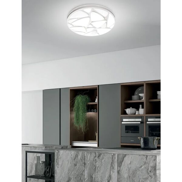 novecento plafoniera moderno led stone, bianco Ø 38 cm, luce cct, 1410 lm