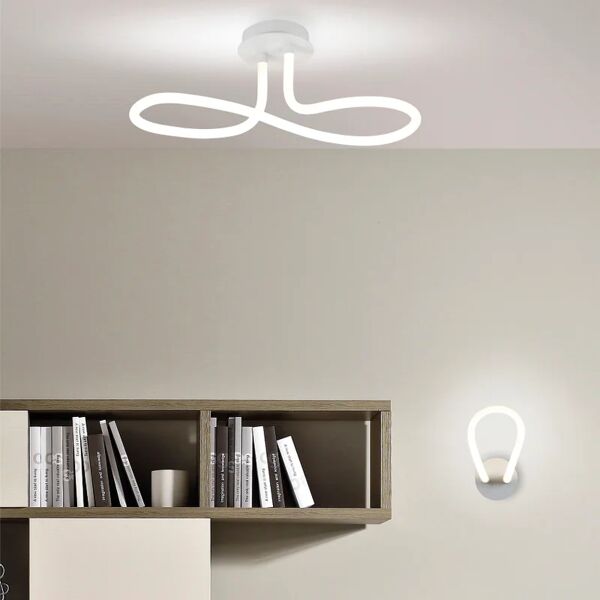 novecento plafoniera moderno led rainy, bianco 59x cm, luce naturale