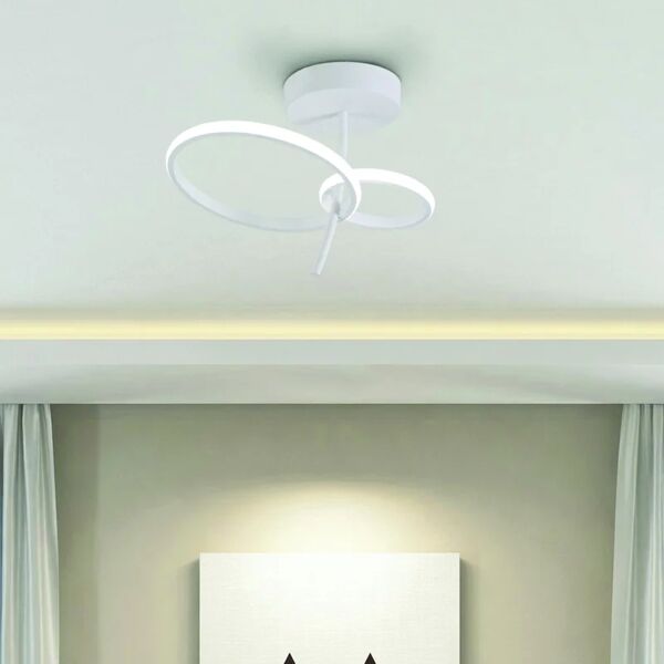 novecento plafoniera moderno led kara, bianco Ø 38 cm, luce naturale