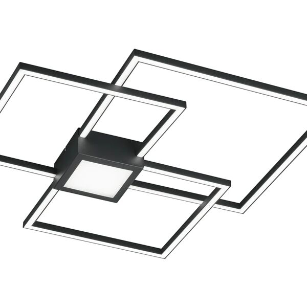 trio lighting inter plafoniera moderno led hydra, nero 65.5x65.5 cm, luce calda dimmerabile, 4000 lm