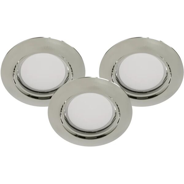 leroy merlin set da 3 pezzi faretto da incasso led remi tondo nichel, orientabile foro incasso 6.8 cm luce bianco caldo