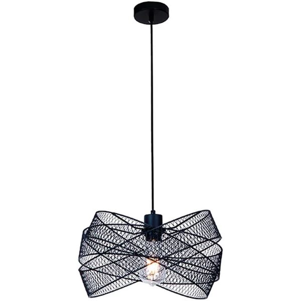 novecento lampadario moderno anello nero in ferro, d. 35 cm,