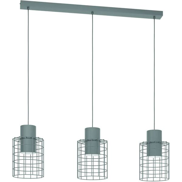 eglo lampadario moderno milligan nero in acciaio, d. 0 cm, l. 103 cm, 3 luci,