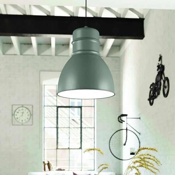 eglo lampadario moderno ebury grigio / argento in acciaio, d. 38 cm,