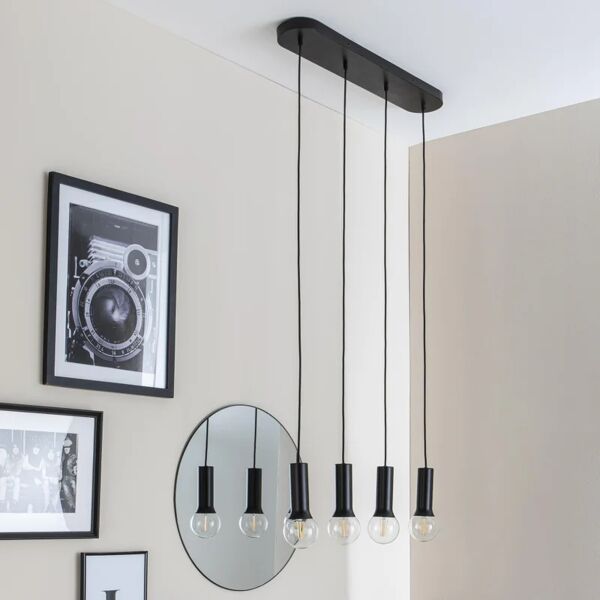 inspire lampadario design hoki nero in acciaio, d. 0 cm, l. 75 cm, 4 luci,
