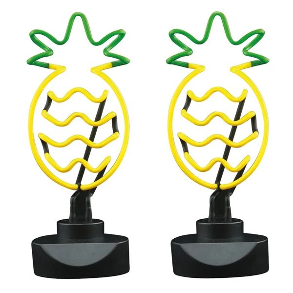 leroy merlin lampada da tavolo led 2 pezzi pineapple giallo e verde e nero