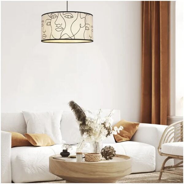 corep lampadario moderno visages bianco in cotone, d. 38 cm, l. 38 cm,