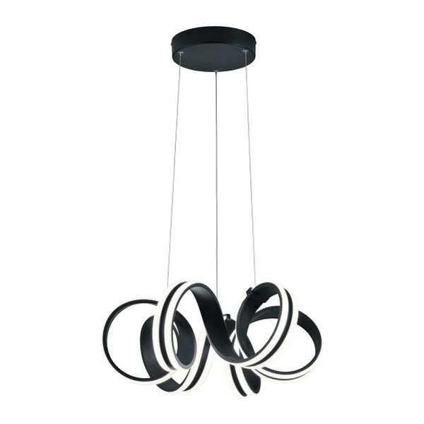 trio lighting inter lampadario moderno carrara sospsnsione nera led nero, in alluminio, d. 0 cm, l. 150 cm, 4400 lm,