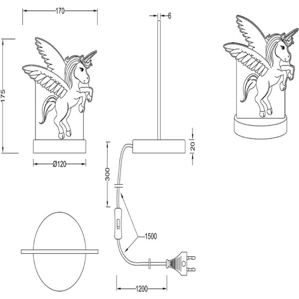 trio lighting inter lampada da tavolo led unicorno cromato lucido bianco