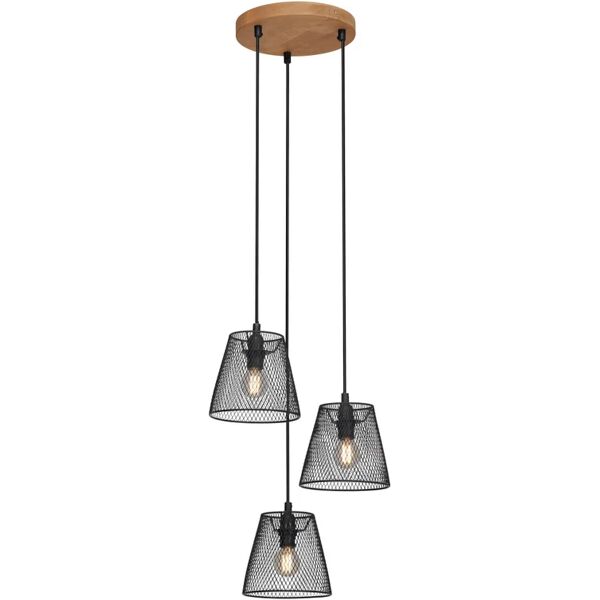 leroy merlin lampadario design wood&style nero , d. 21 cm, 3 luci