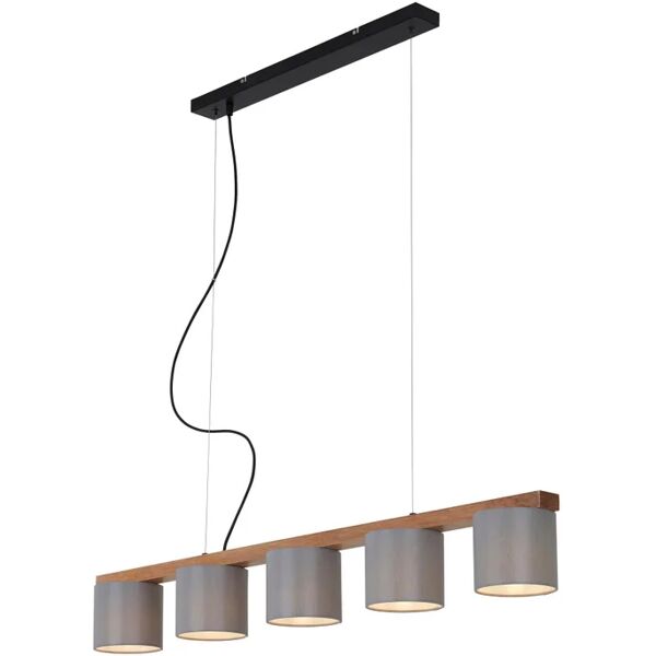 leroy merlin lampadario design wood&style grigio e argento , 5 luci