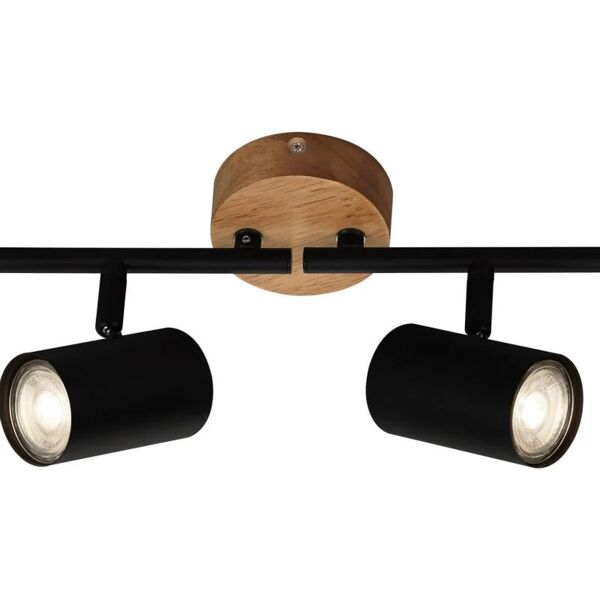 leroy merlin faretto decorativo senza fonte luminosa 4 luci wood&style nero - base legno gu10