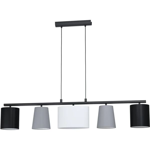 eglo lampadario country charm almeida nero in acciaio, l. 120 cm, 5 luci,