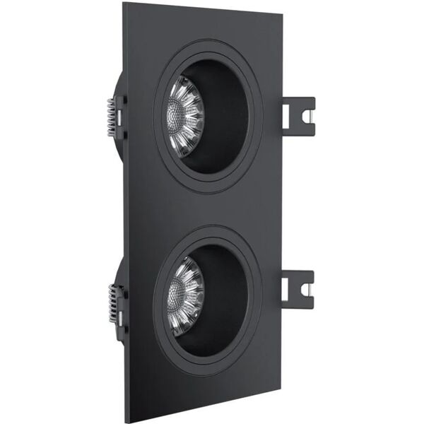 xanlite set da 2 pezzi faretto da incasso led faretto da incasso  quadrato nero, orientabile foro incasso 9,2 cm luce bianco caldo