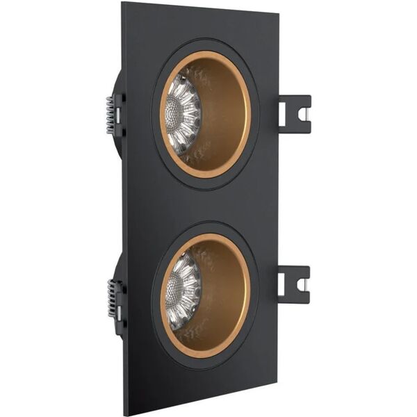 xanlite set da 2 pezzi faretto da incasso led faretto da incasso  quadrato nero, orientabile foro incasso 9,2 cm luce bianco caldo