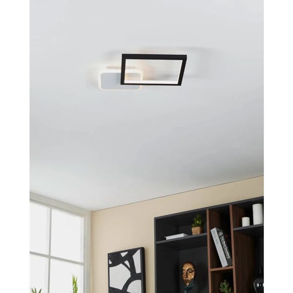 eglo plafoniera design led gafares, nero 33x cm, luce cct, 2100 lm