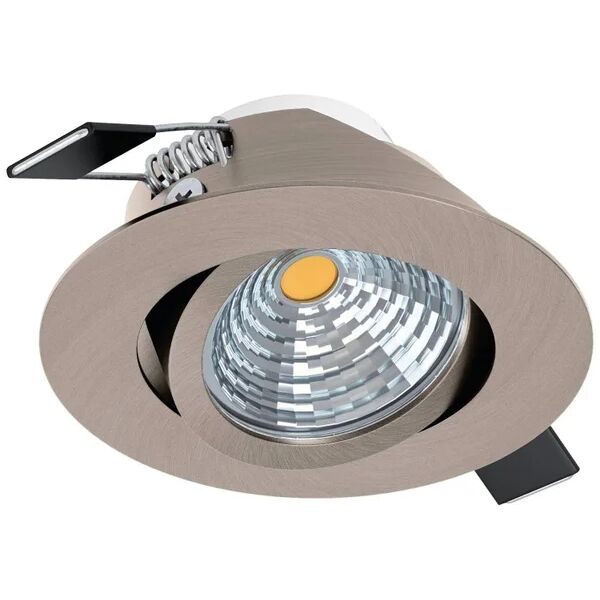 eglo faretto da incasso led saliceto tondo alluminio, foro incasso 8,8 cm luce bianco