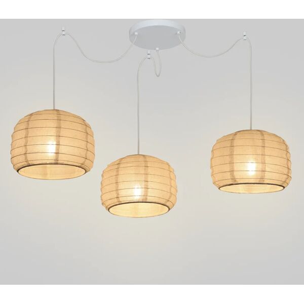 inspire lampadario pop lindon beige in lino, d. 60 cm, l. 150 cm, 3 luci,