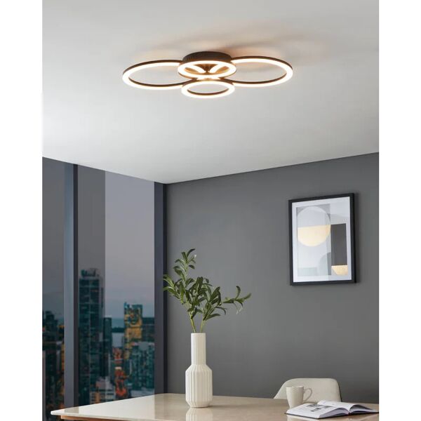 eglo plafoniera moderno led parrapos-z, nero 61.5x45 cm, luce naturale dimmerabile, 5800 lm