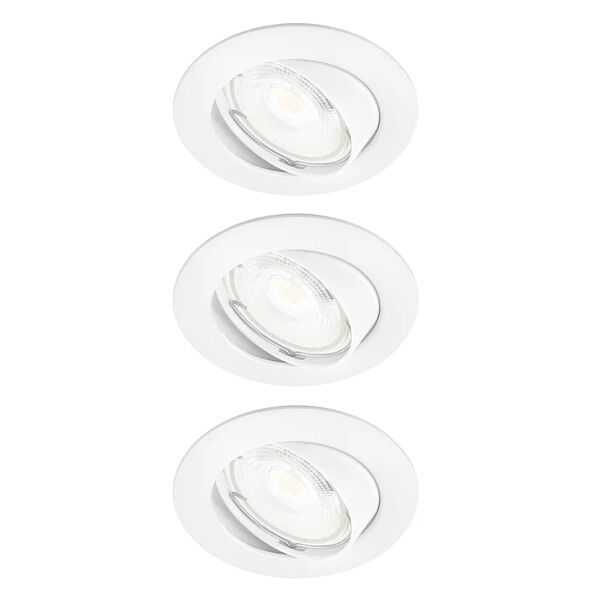 inspire set da 3 pezzi faretto da incasso led clane tondo bianco, orientabile foro incasso 8 cm luce bianco