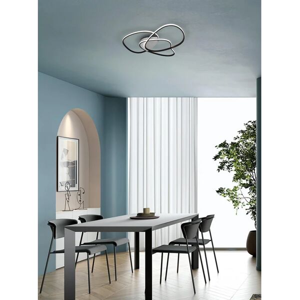 novecento plafoniera design led rachel, nero x cm, luce cct dimmerabile