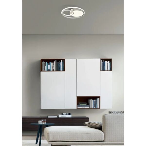 novecento plafoniera design led yanira, bianco Ø 48 cm, luce cct dimmerabile