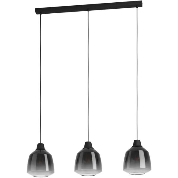 eglo lampadario glamour sedbergh nero in vetro, d. 0 cm, l. 90 cm, 3 luci,