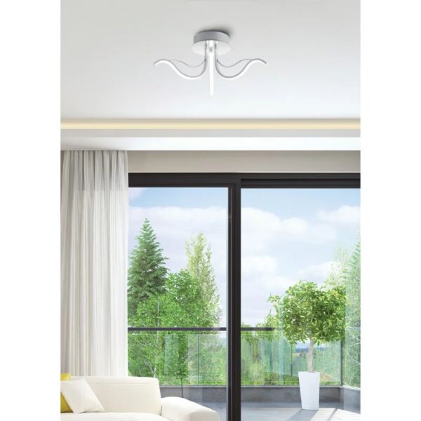 novecento plafoniera moderno led ares, argento x cm, luce cct dimmerabile