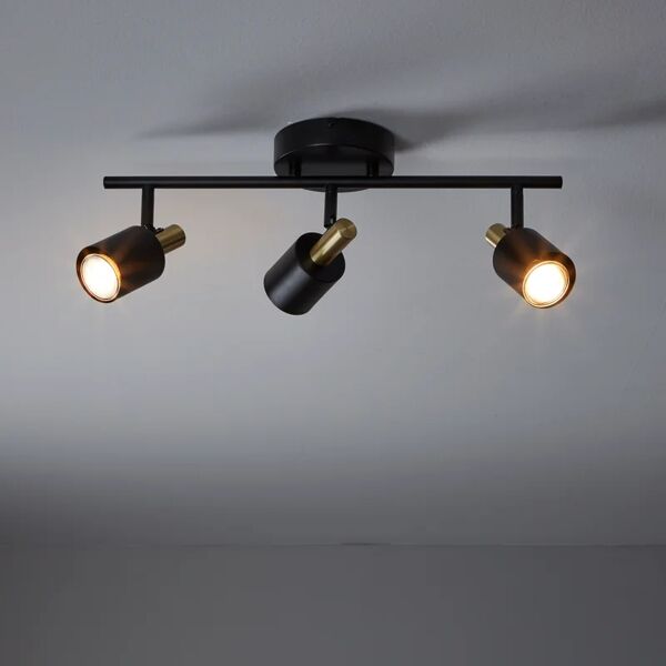 inspire faretto decorativo senza fonte luminosa 3 luci vador nero/ oro gu10 10w