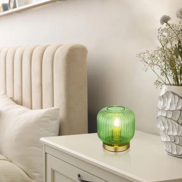 globo lampada da tavolo moderno normy ottone, in vetro,