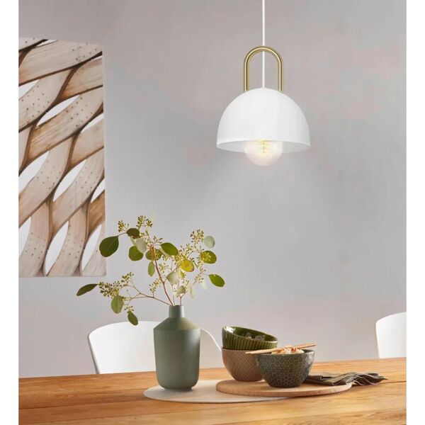 eglo lampadario moderno calamanera bianco in acciaio, d. 32.5 cm,