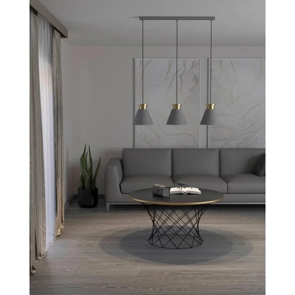 eglo lampadario moderno twicken grigio, oro in acciaio, 3 luci,